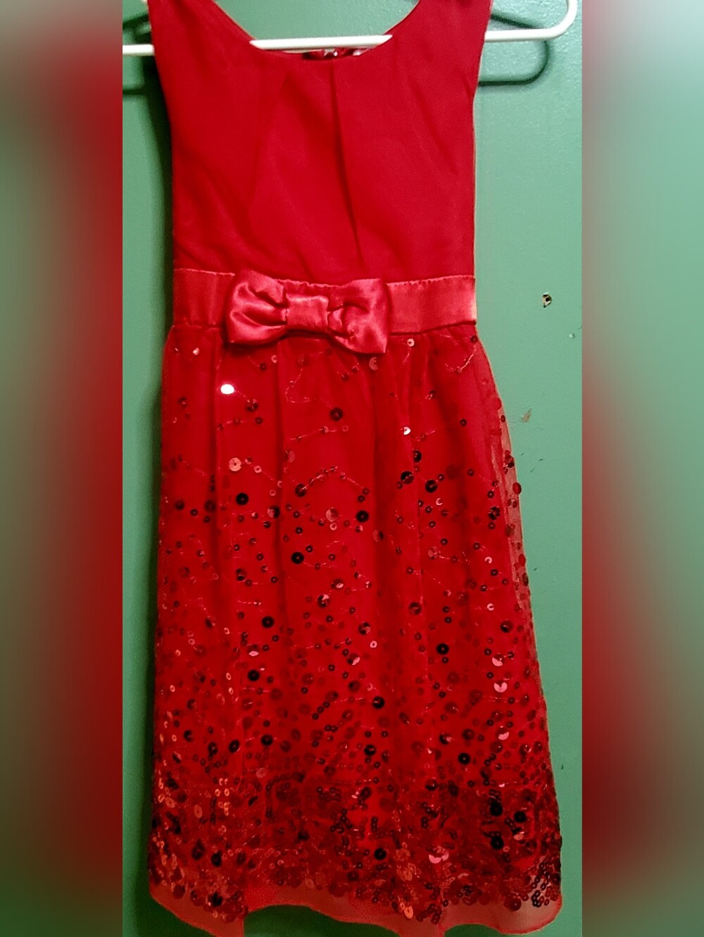 Emerald Sundae Red Sequin Bow Party Dress
